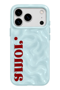 Pearl Blue Phone Case with Red Lettering | Case One