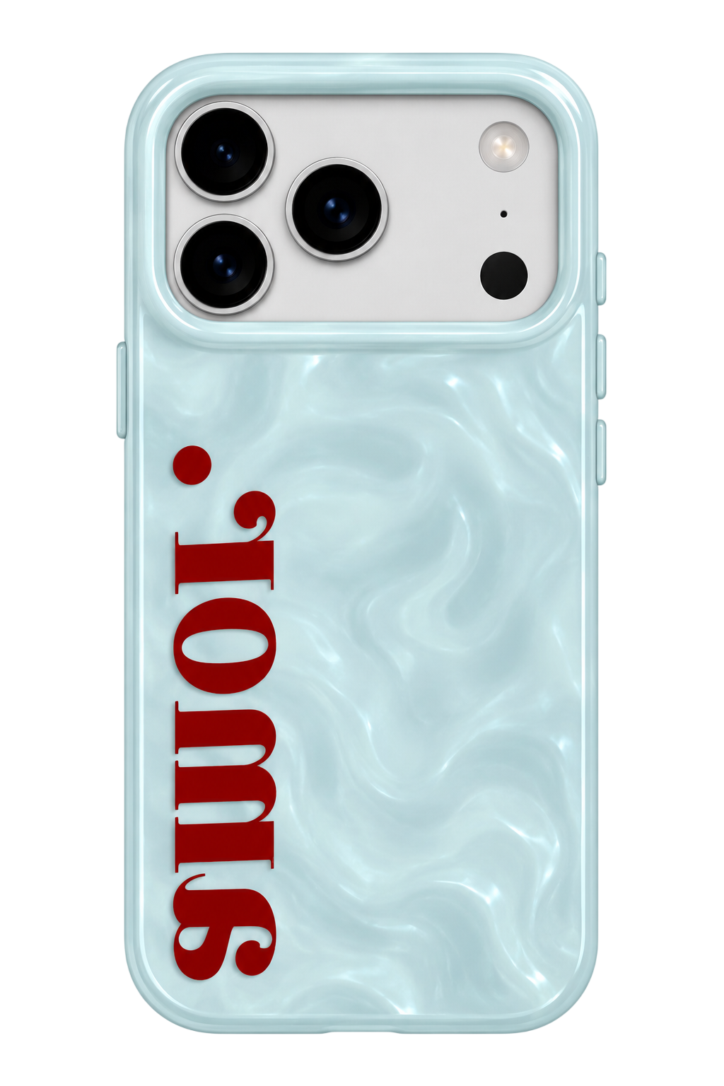 Pearl Blue Phone Case with Red Lettering | Case One