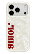 Pearl White Phone Case with Red Lettering | Case One